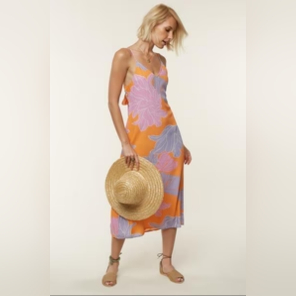 O'Neill orange and pink floral dress size large